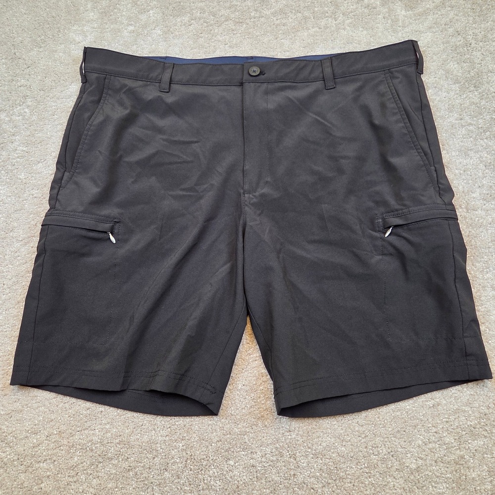 IZOD Golf Shorts Flex Black Stretch Cargo Performance Pockets 42 Waist 9.5"‎